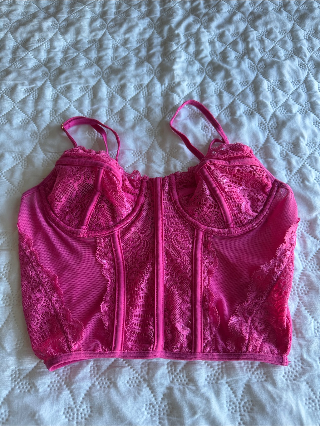 Princess Polly Hot Pink Lace Longline Bustier Bralette